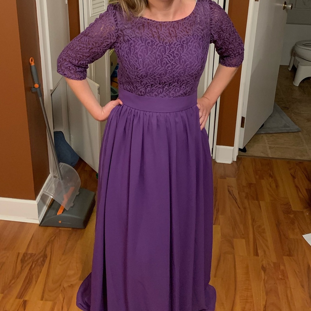 Purple lace formal dress